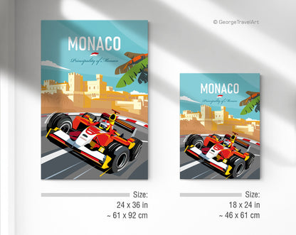 Monaco F1 Canvas Print / Formula-1 Vintage print / Wall Art / F1 Gift
