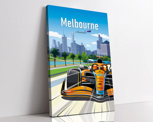 Melbourne F1 Canvas Print / Formula-1 Wall Art / F1 Gift / McLaren Lando Norris
