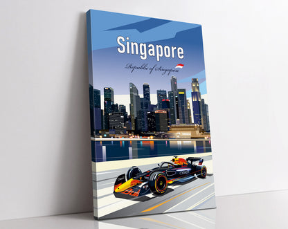 Singapore F1 Canvas Print / Formula-1 Verstappen Print /Red Bull F1 Wall Art / F1 Gift