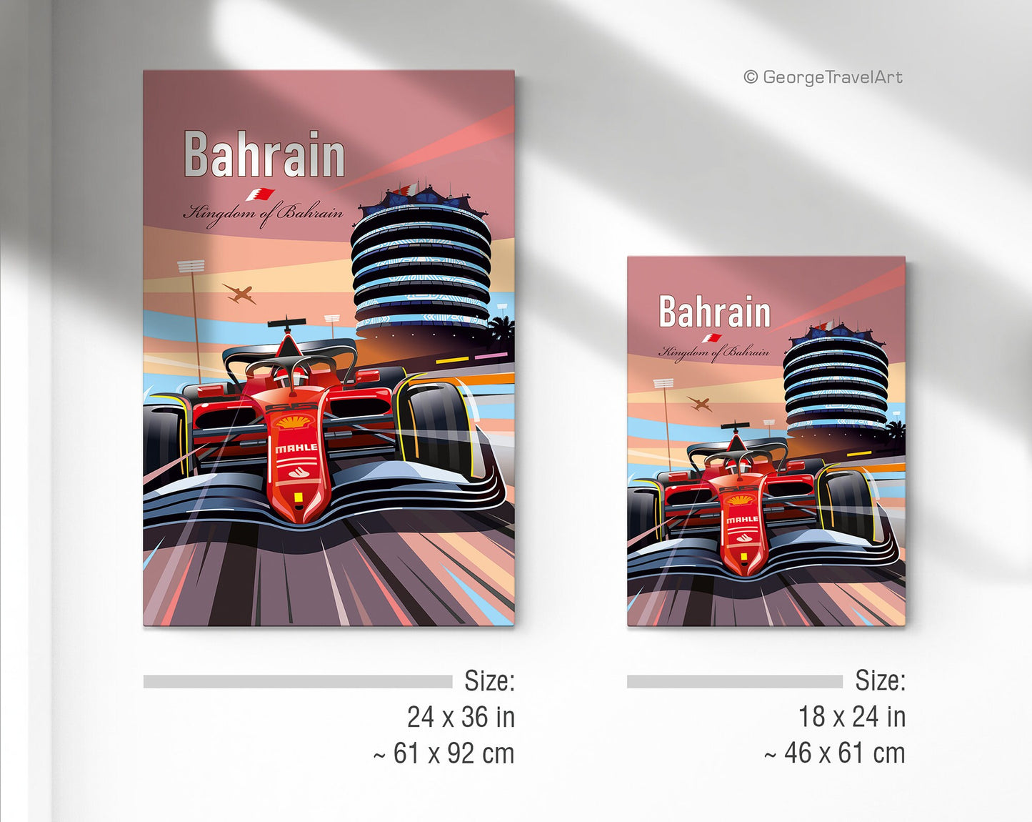 Bahrain F1 Canvas / Ferrari F1 Print / F1 Wall Art / F1 Gift