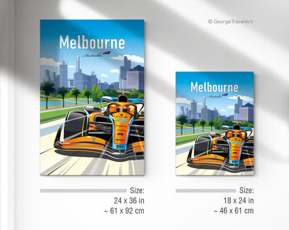 Melbourne F1 Canvas Print / Formula-1 Wall Art / F1 Gift / McLaren Lando Norris