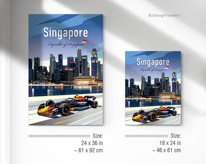 Singapore F1 Canvas Print / Formula-1 Verstappen Print /Red Bull F1 Wall Art / F1 Gift