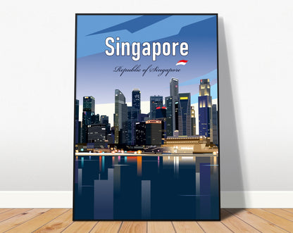 Singapore Travel Poster / Singapore Night Light Print