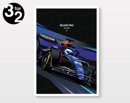 Williams FW45 poster / Alex Albon F1 Wall Art / Race Car F1 Print