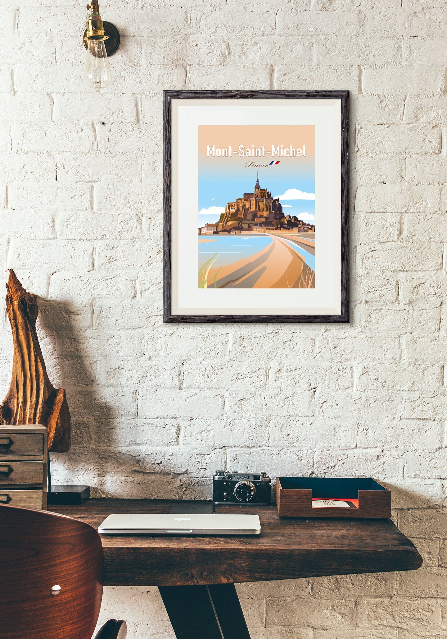 Mont-Saint-Michel France travel wall art print – Normandy island poster