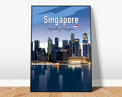 Singapore night travel print – Asia skyline city wall art